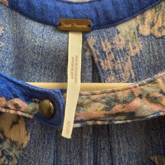 Free People Tree Swing Sleeveless Tunic Top Mini Dress Blue Floral Oversized XS - Picture 5 of 7
